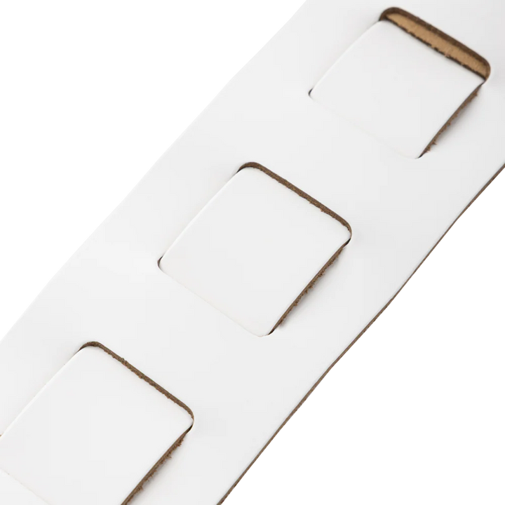 Levys M26PD 3\" Wide Top Grain Leather Guitar Strap - White 2
