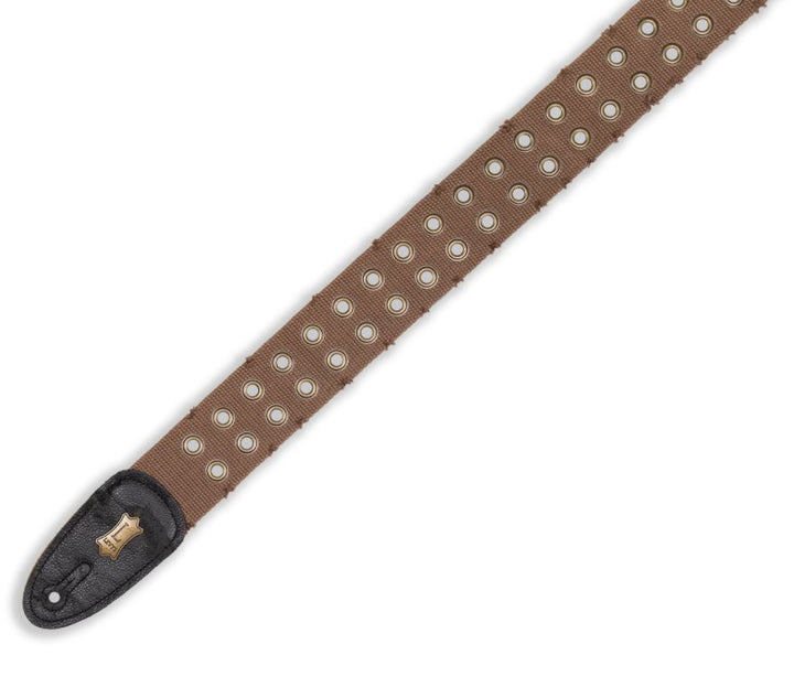 Levys 2\" Tear Wear Cotton Guitar Strap With Brass Eyelets & Tri-glide Adjustment (Brown) 2