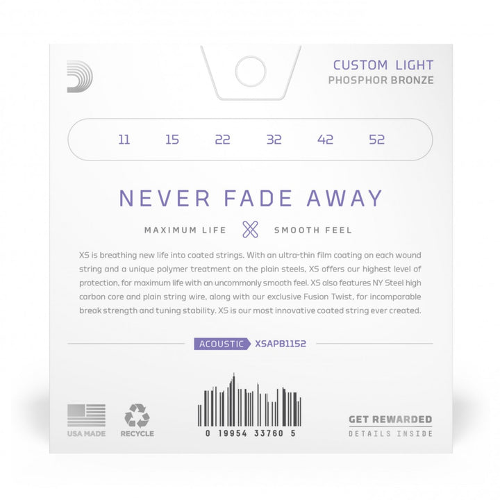 D'Addario XSAPB1152 XS Acoustic String Set Phospher Bronze Custom Light