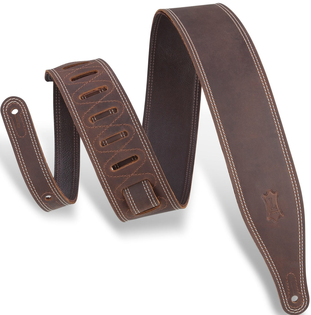 Levy M17BDS-DBR 2.5\" Wide Garment Leather Strap - Dark Brown