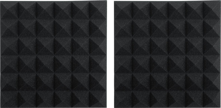 Gator Acoustic Foam Pyramid Panels 2\" 12x12 Charcoal 2-pack (GFW-ACPNL1212PCHA-2PK)