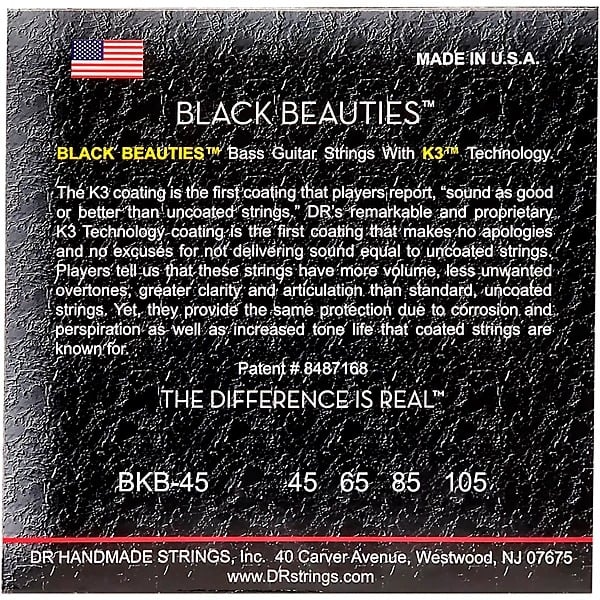 DR Strings BKB-45 Black Beauties Coated Steel Bass Guitar Strings - .045-.105 2