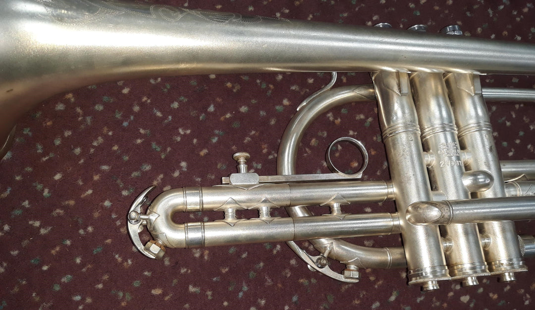 Used H.N. White 'King' Master Model Bb Cornet - Matte Silver-Plate 3