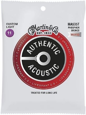 Martin MA535T Lifespan 2.0 Phosphor Bronze Authentic Acoustic Guitar Strings - Custom Light