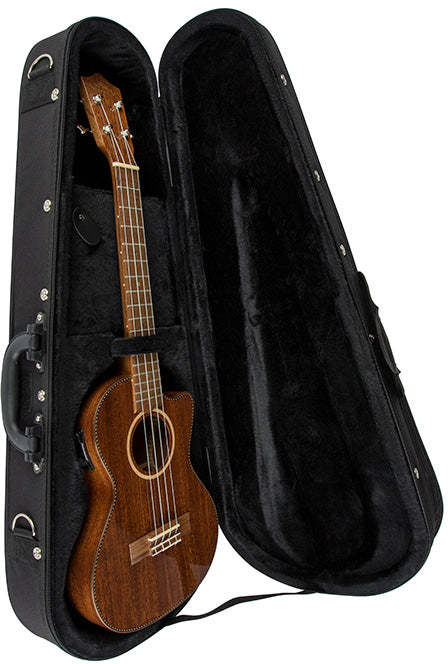 Lanikai QM-BLCEC Acoustic/Electric Concert Ukulele with Soft Case (Quilted Blue Stain)