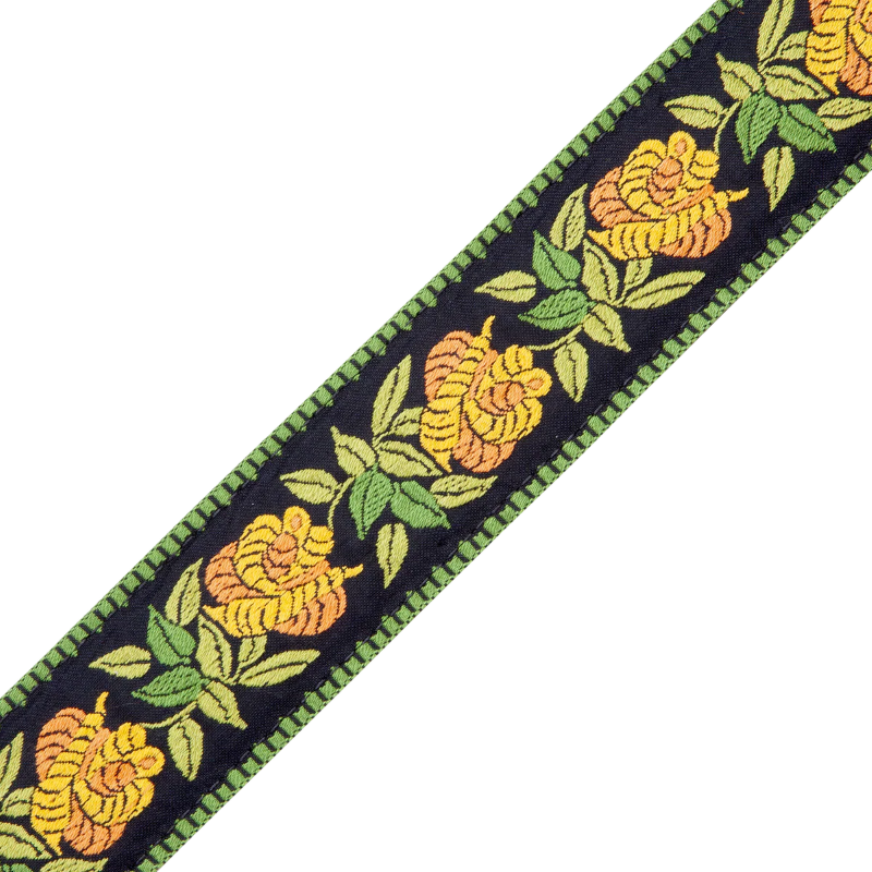 Levys MC8JQ-004 2\" Wide Woven Cotton Guitar Strap - Yellow Floral 3