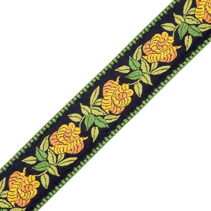 Levys MC8JQ-004 2\" Wide Woven Cotton Guitar Strap - Yellow Floral 3