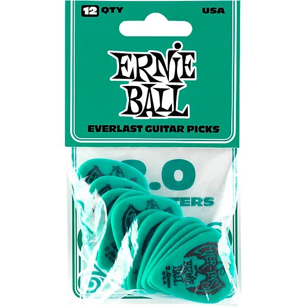 Ernie Ball 2.0mm Everlast Delrin Guitar Picks - Teal (12 Pack)