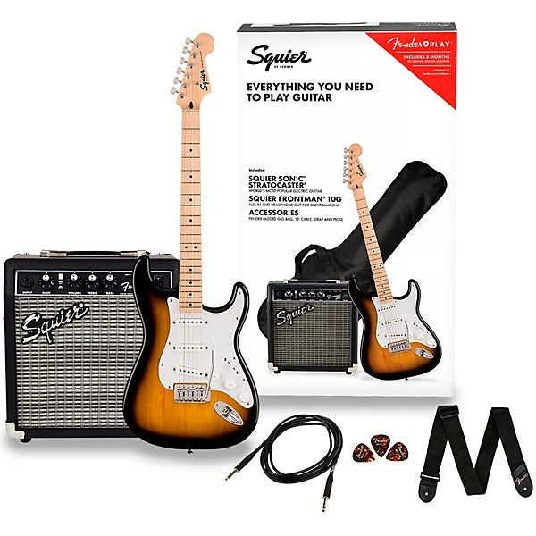 Squier Sonic Stratocaster Electric Guitar Package - 2 Color Sunburst