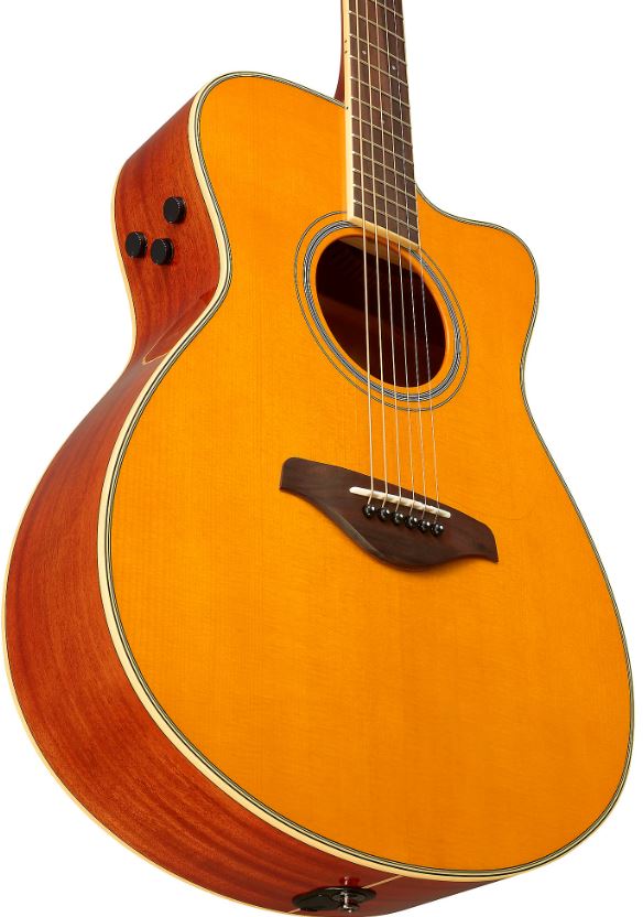 Yamaha FSC-TA TransAcoustic Concert Cutaway Acoustic-Electric Guitar - Vintage Tint 2
