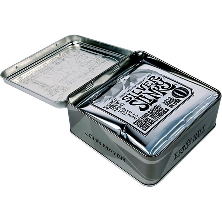 Ernie Ball John Mayer Silver Slinky Nickel Wound Electric Guitar Strings - 3 Pack Tin