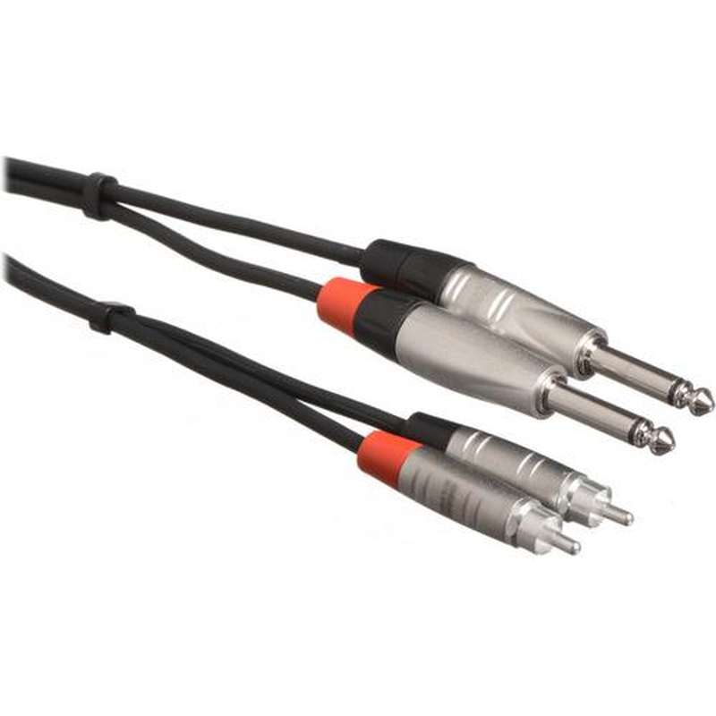 Hosa Pro HPR005X2 Stereo Dual REAN 1/4" TS to RCA Cable 5 ft