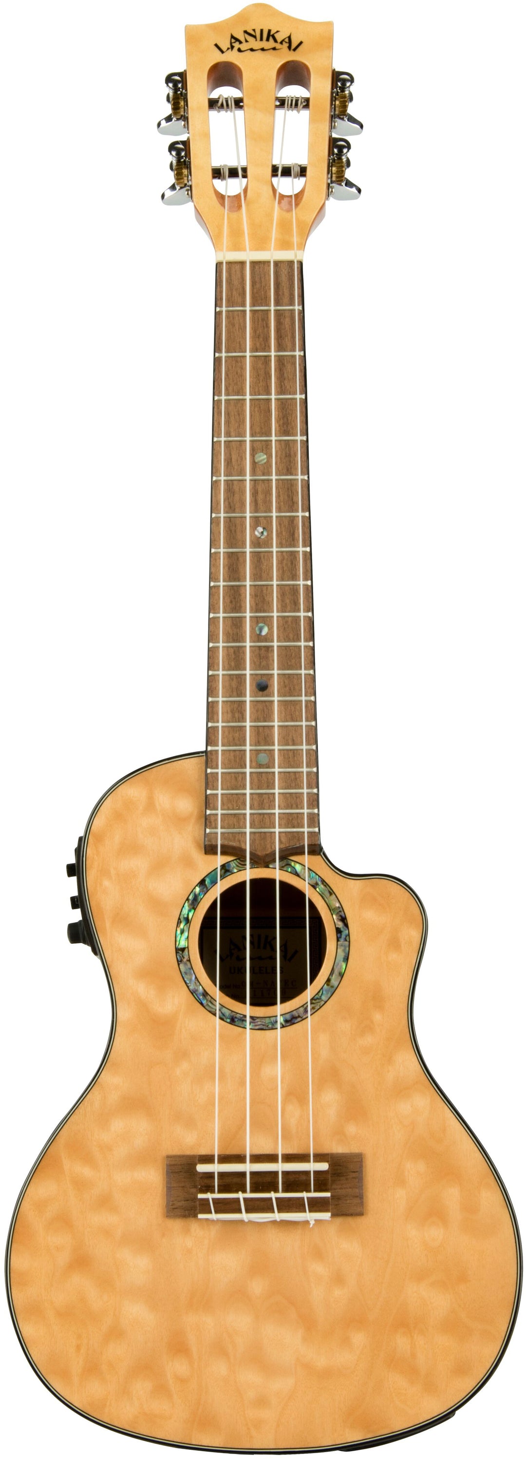 Lanikai QM-NACEC Quilted Maple Acoustic-Electric Concert Ukulele with Foam Case