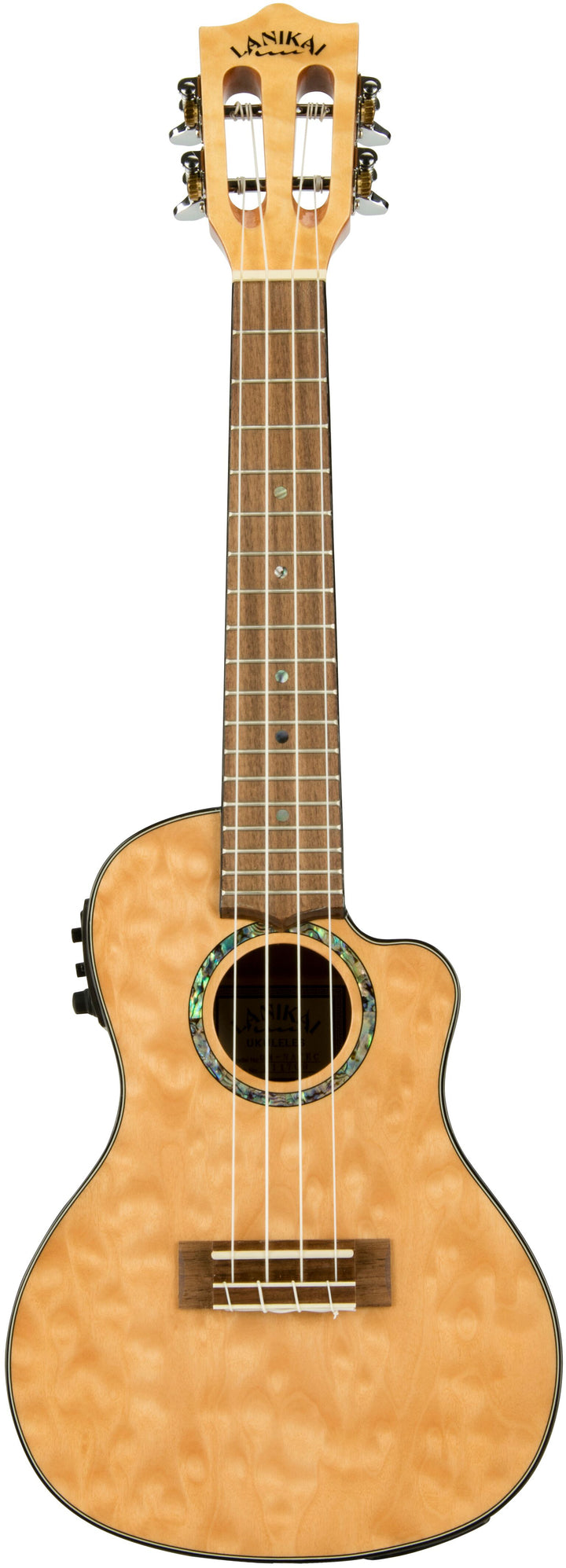 Lanikai QM-NACEC Quilted Maple Acoustic-Electric Concert Ukulele with Foam Case