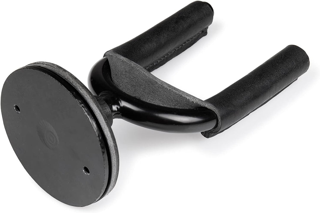 Levy LVY-FGHNGR-BKBK Forged Steel Guitar Hanger - Black Metal With Black Leather Wraps