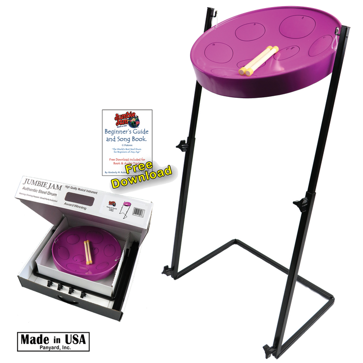 Jumbie Jam Steel Drum Kit - Metal Z-Floor Stand - Purple Pan (G)