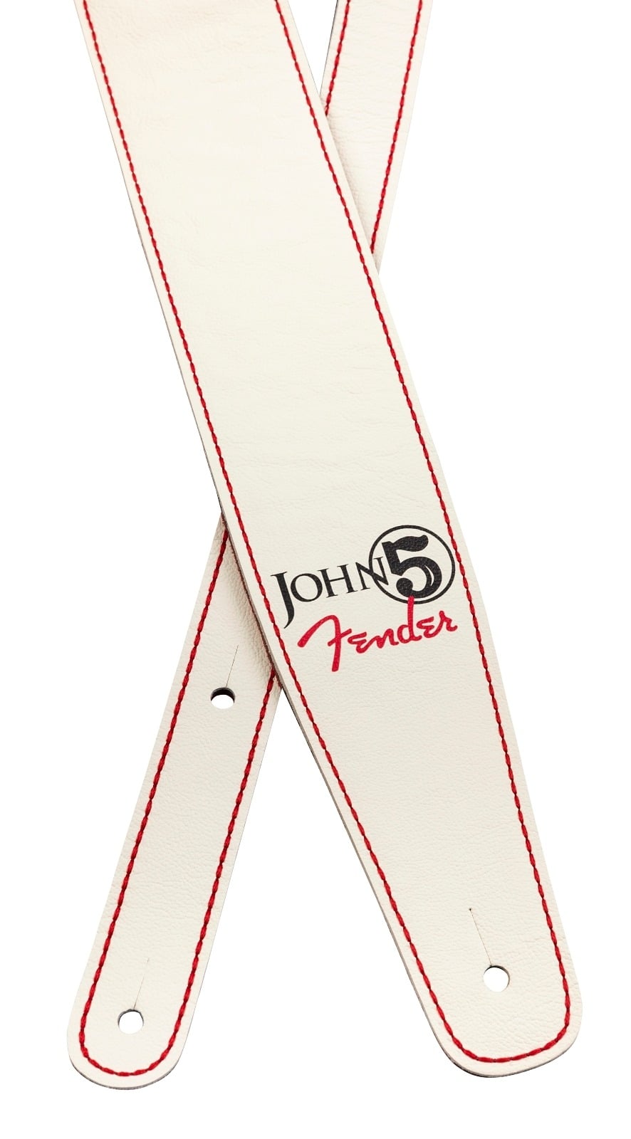 Fender John 5 Leather Guitar Strap - Arctic White & Red Suede 2