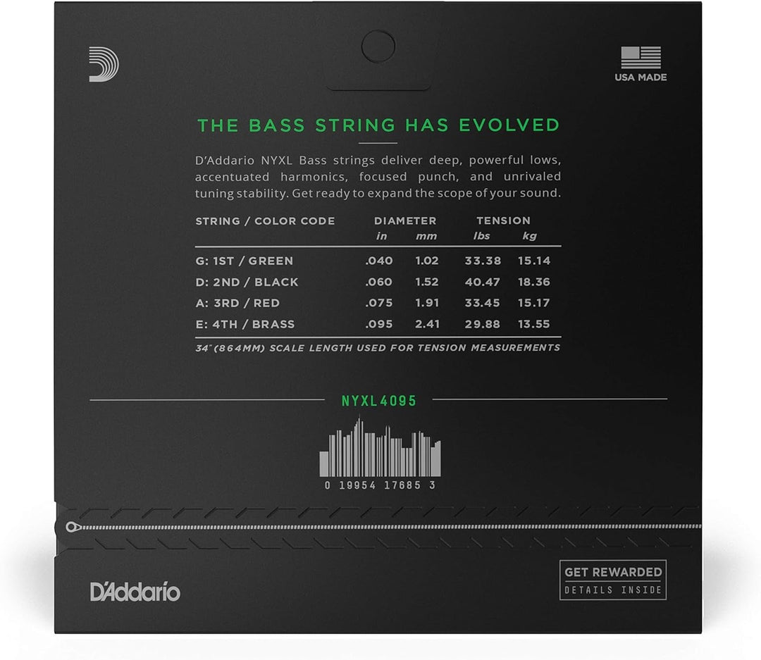 D'Addario NYXL Bass Guitar Strings - Super Light (.40-.95) 2