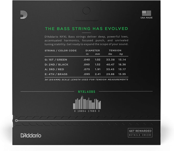 D'Addario NYXL Bass Guitar Strings - Super Light (.40-.95) 2