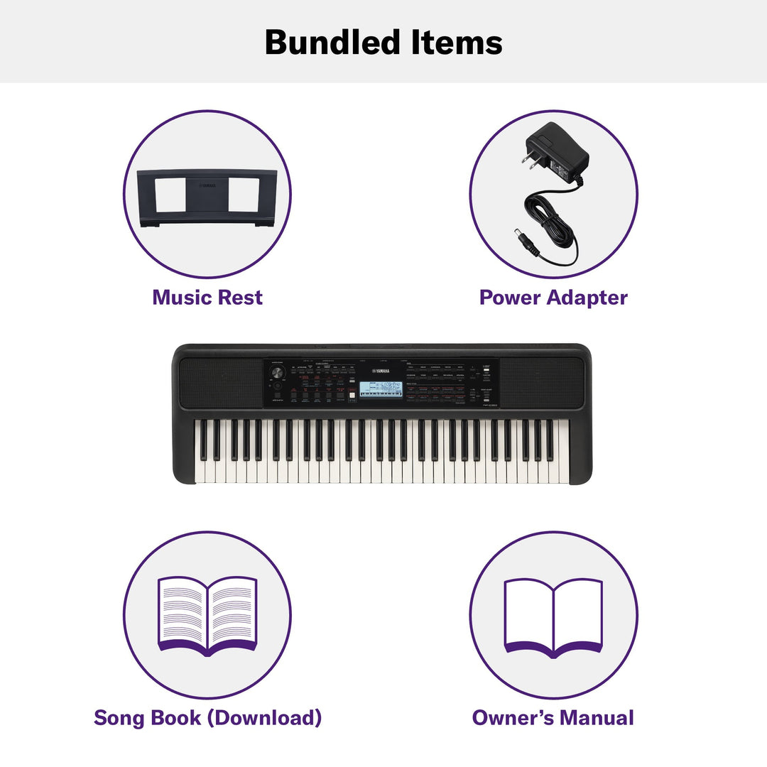 Yamaha PSRE383 61-Key Portable Keyboard - With AC Adapter 4