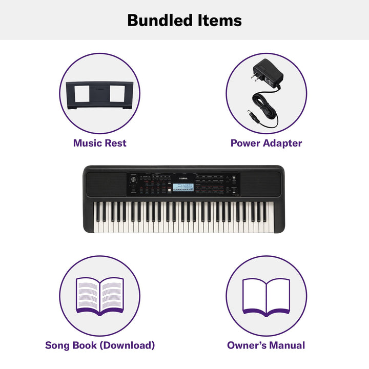 Yamaha PSRE383 61-Key Portable Keyboard - With AC Adapter 4