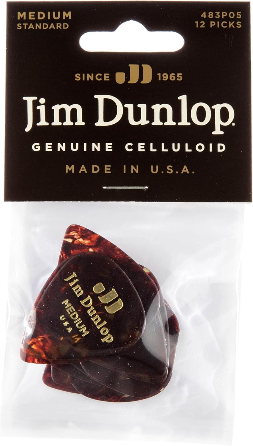 Dunlop Celluloid Tortoise Shell Pick Pack (12-Pack) - Medium