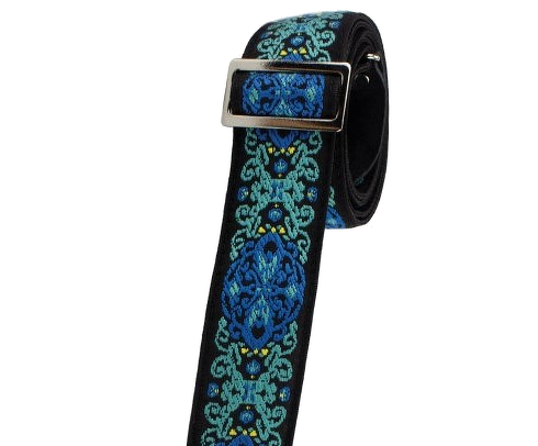 Henry Heller 2\" Tri-Glide Woven Jacquard Guitar Strap - Blue Green 3