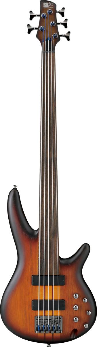Ibanez Bass Workshop 5 String Fretless Bass Guitar  - Brown  Burst Flat 5