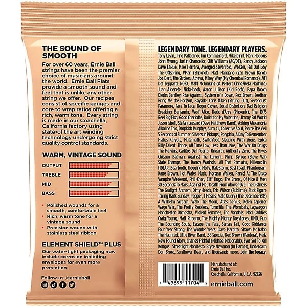Ernie Ball P02805 Flatwound Group 2.5 Electric Bass Strings (.45 - .105) 2
