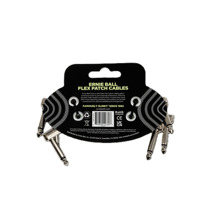 Ernie Ball 3\" Flex Patch Cable - Glow in Dark (3 Pack) 2