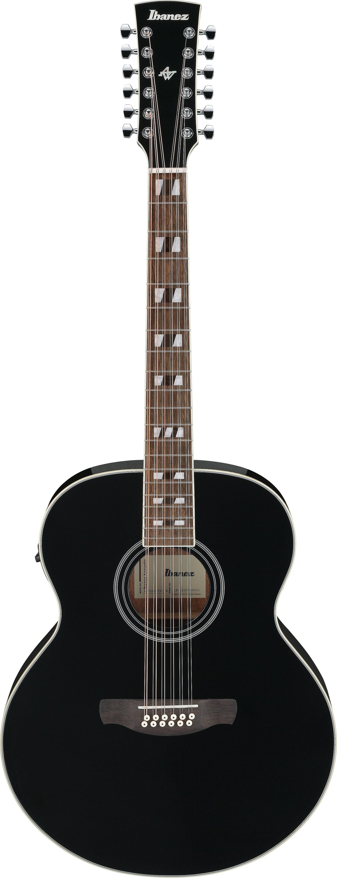Ibanez AJ7012M1EBK 12-String Acoustic Electric Guitar - Black High Gloss 8