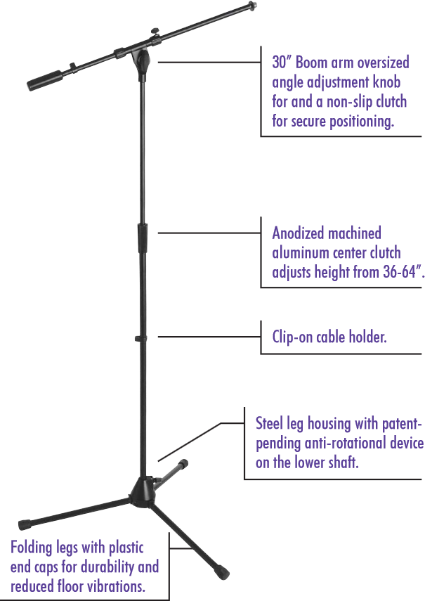 Onstage MS9701B Tripod Microphone Stand Heavy Duty 2
