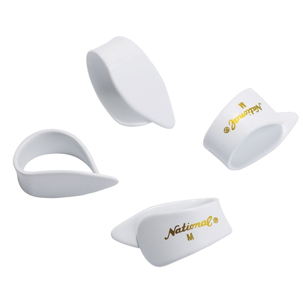 National NP7W-04 Medium Celluloid Thumb Picks - White (4 Pack) 2