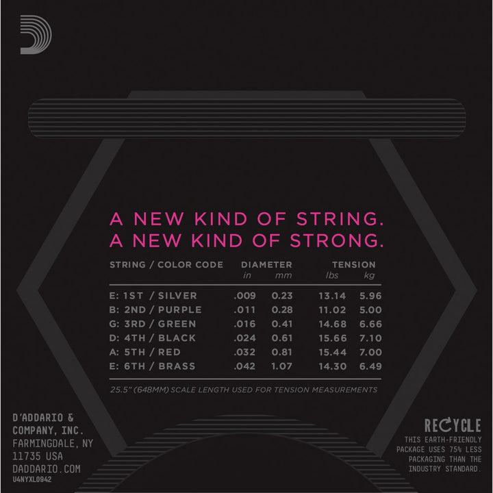 D'Addario NYXL Nickel Wound 9-42 Electric Guitar Strings - Super Light 3
