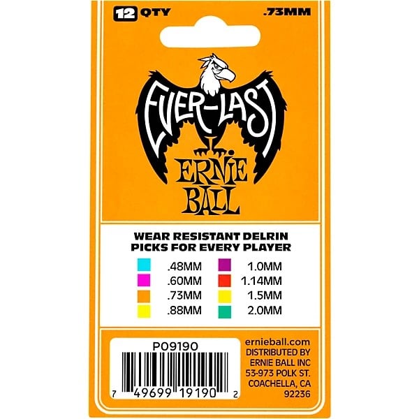 Ernie Ball .73mm Everlast Delrin Guitar Picks - Orange (12 Pack)
