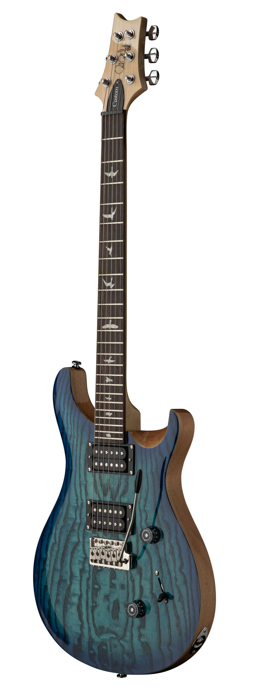 PRS 'Limited Edition' SE Custom 24 Burled Ash Electric Guitar - Lake Blue With Natural Back 7