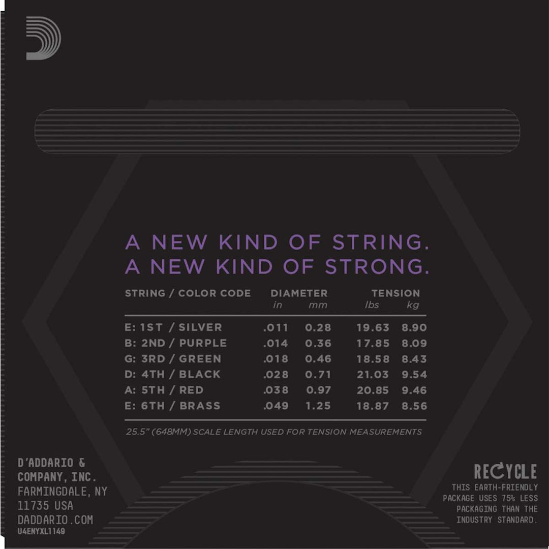 D'Addario NYXL Nickel Wound 11-49 Electric Guitar Strings - Medium 3