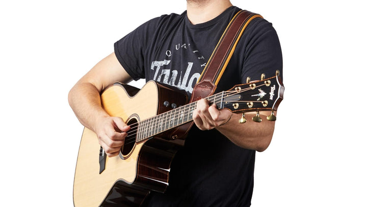 Taylor Ascension 3" Cordovan Leather Guitar Strap - Black/Butterscotch