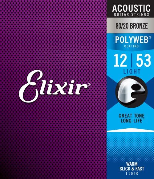 Elixir 11050 Polyweb 80/20 Bronze 12-53 Acoustic Strings