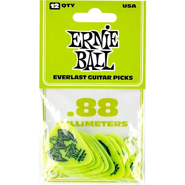Ernie Ball .88mm Everlast Delrin Guitar Picks - Green (12 Pack)