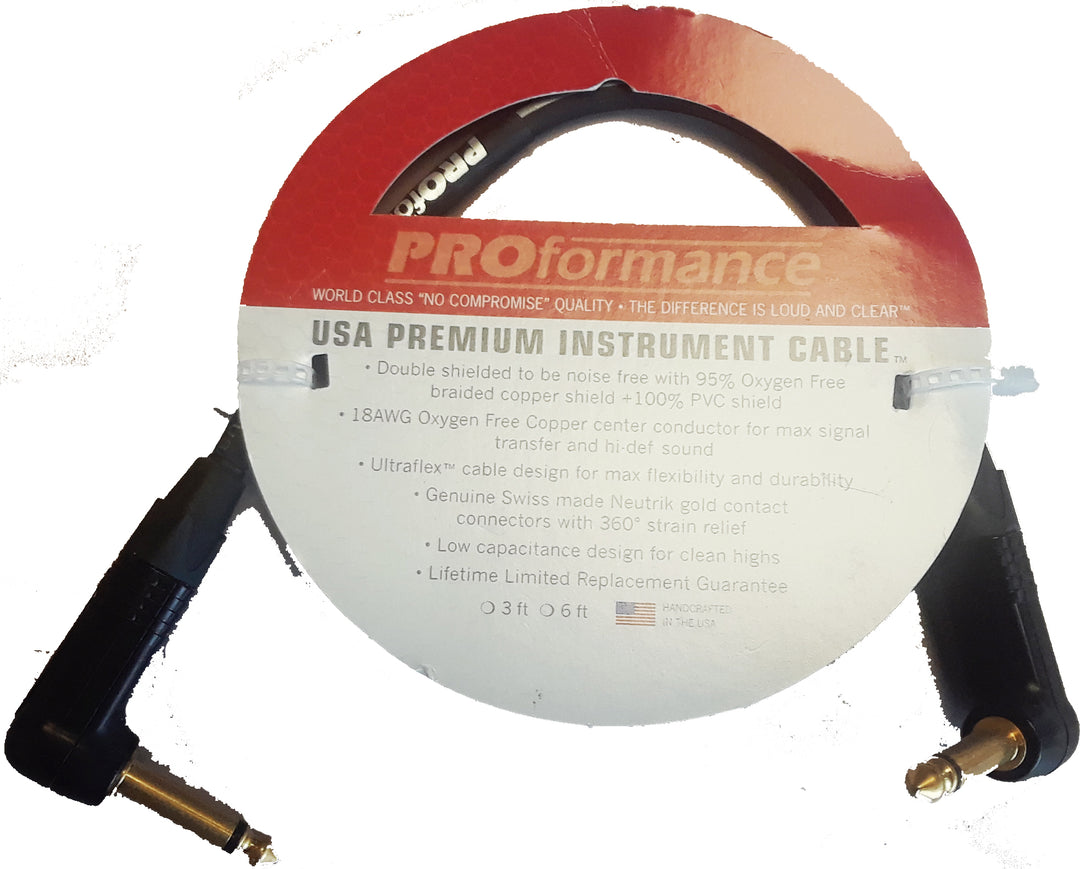 PROformance 1-ft USA Premium Instrument Cable (Right Angle-Right Angle)