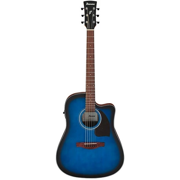 Ibanez PF50CEOBH Acoustic Electric Guitar - Open Pore Transparent Blue Sunburst 7