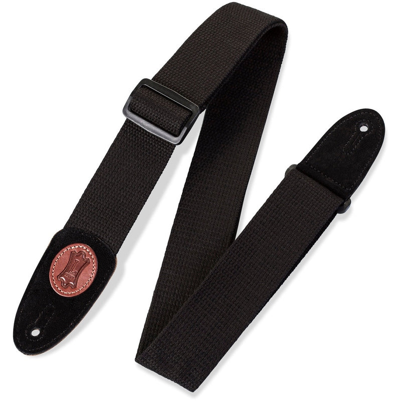 Levy MSSC8-BLK Black Cotton Guitar Strap with Suede Ends