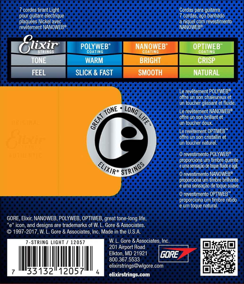 Elixir 12057 Nanoweb 7-String Electric Strings (10-56) 2