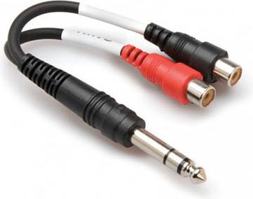 Hosa YPR102 1/4" (Male Stereo) - (2) RCA (Female) Adapter