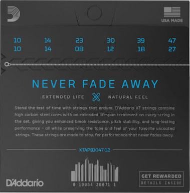 D'Addario XTAPB1047-12 Phosphor Bronze 12-String Acoustic Guitar Strings Light (10-47)