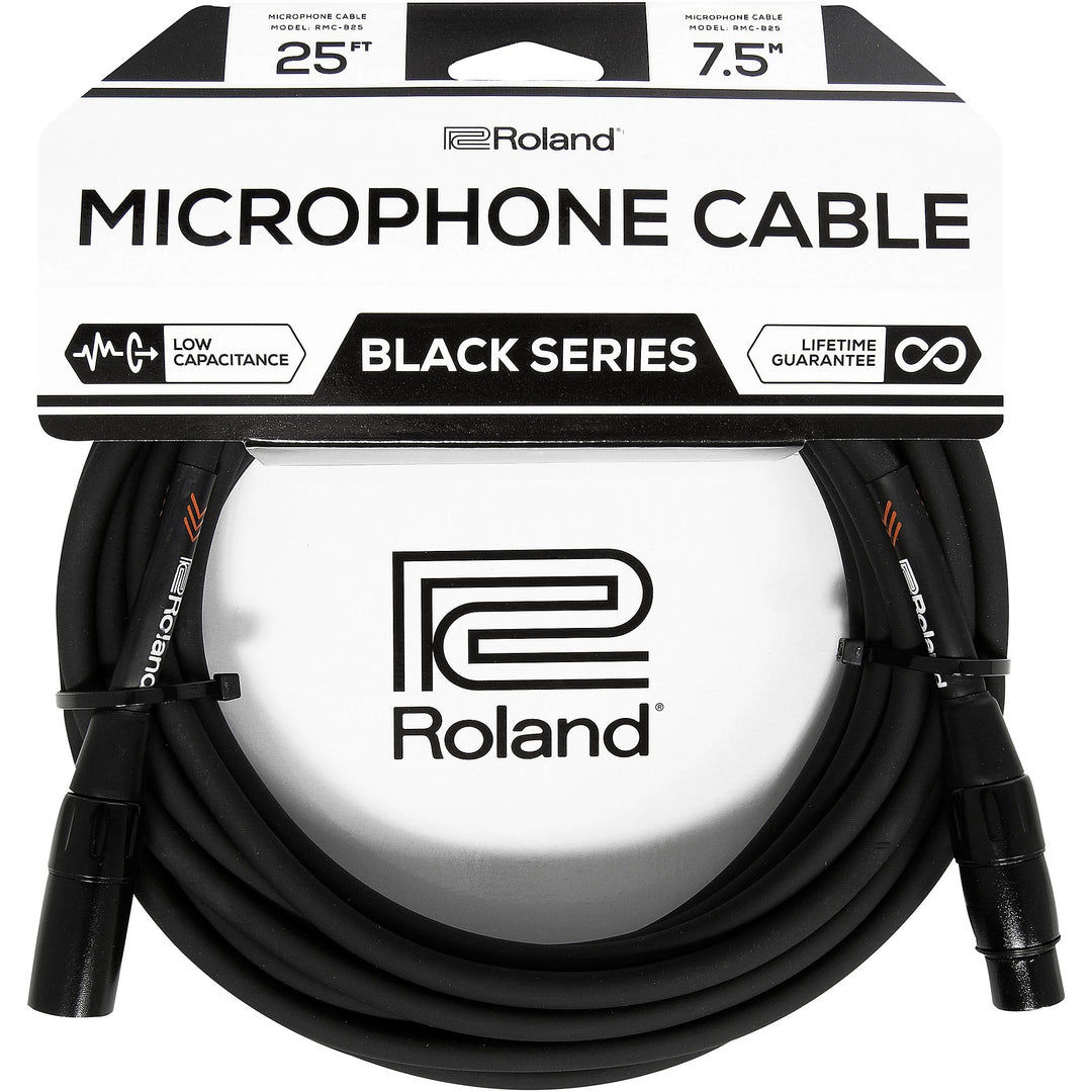 Roland 'Black Series' Microphone Cable (XLR Male to XLR Female) - 25 Feet