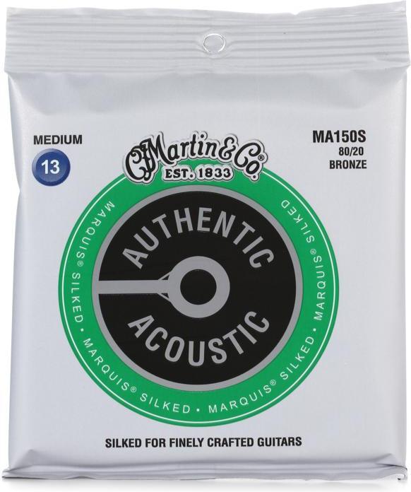 Martin MA150S 80/20 Bronze Silked Acoustic Guitar Strings (13-56)