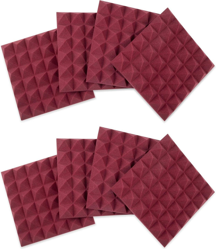 Gator Acoustic Foam Pyramid Panels 2\" 12x12 Burgundy 8-pack (GFW-ACPNL1212PBDY-8PK)