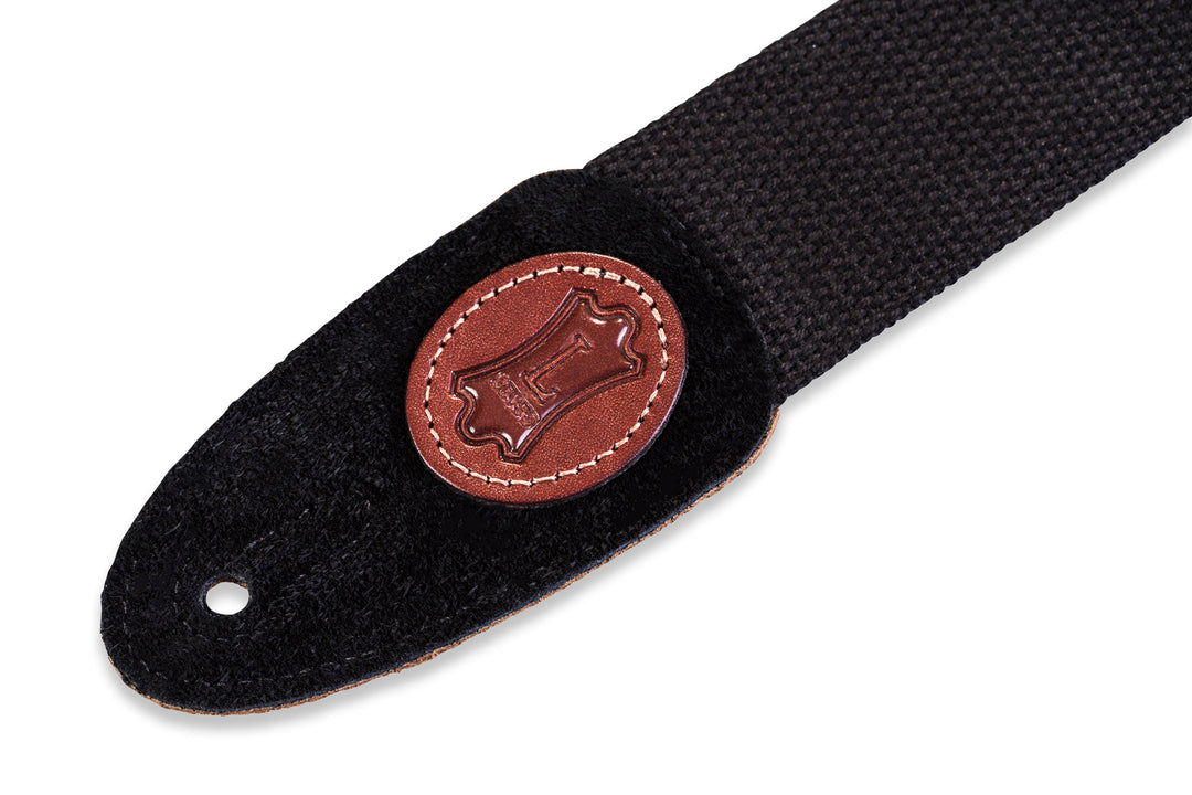 Levy MSSC8-BLK Black Cotton Guitar Strap with Suede Ends